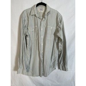 Polo Ralph Lauren Vintage Button Down 2 Pocket Shirt Blue & White Stripe Large
